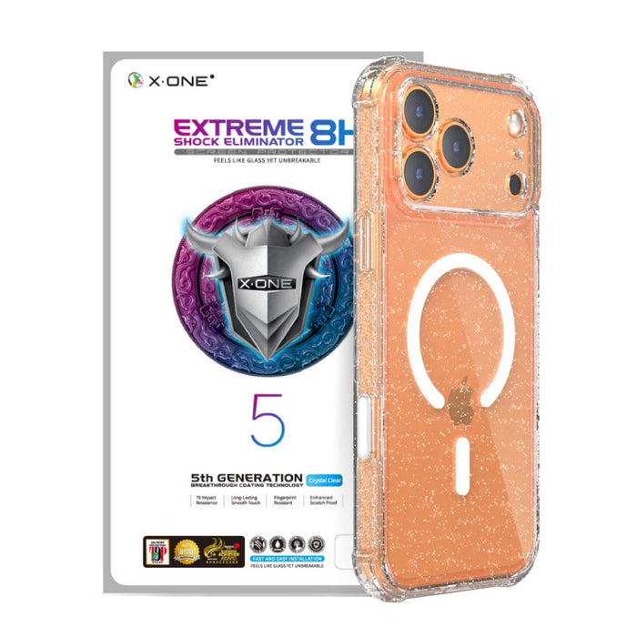 Carcasa Glitter Magsafe + Lámina Extreme HD 5ta iPhone 17 Pro / Pro Max