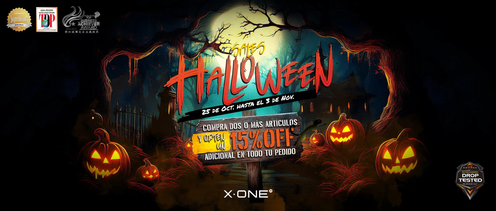 Oferta en Halloween 15%Extra de descuento al comprar dos o más artículos